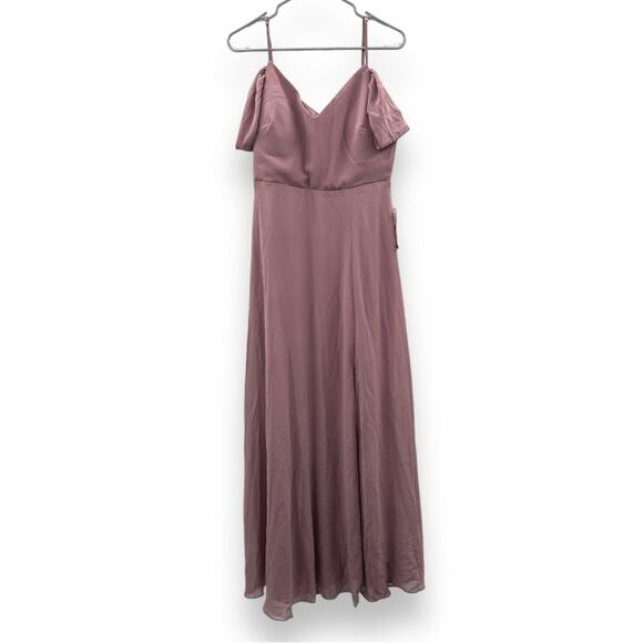 Birdy Grey Devin Convertible Chiffon Maxi Bridesmaid Dress Dark Mauve Sz M NEW - Picture 2 of 11